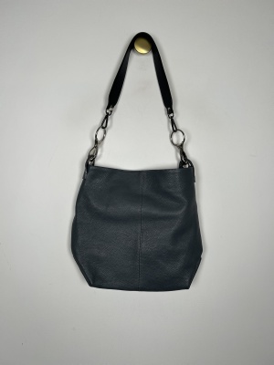 grå læder taske str. onesize <br/> grå læder taske med leopard rem