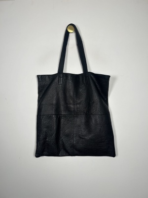 Stor sort læder taske str. Onesize <br/> stor sort læder taske