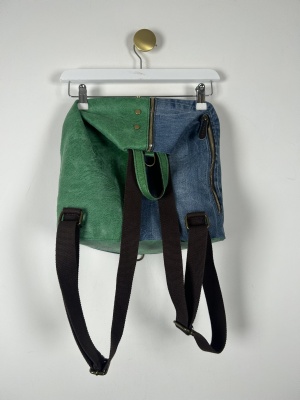 Levis str. Onesize <br/> denim taske med imiteret grøn læder detaljer
