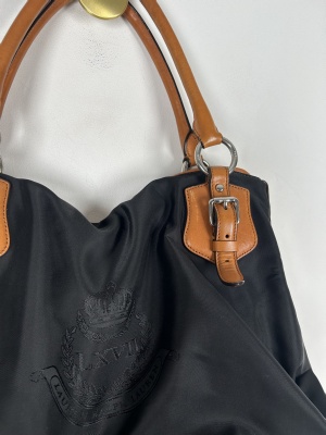 Ralph Lauren str. Onesize <br/> sort taske med brune læder detaljer
