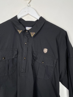Aeronautica Militare str. L <br/> sort bluse med nitter og snøredetalje