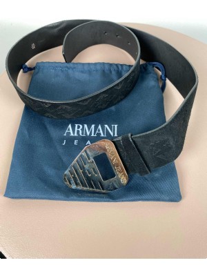 Armani Jeans <br/> sort bælte med forgyldt spænde