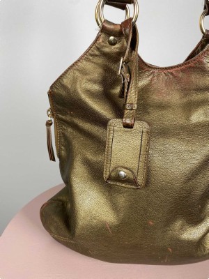 Yves Saint Laurant <br/> gold sac metropolis leather bag