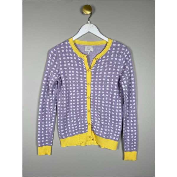 Nümph Str. S <br/> Cardigan, lilla/gul/hvid.