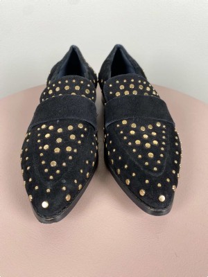 Copenhagen Shoes str. 37 <br/> sorte loafers med nitter