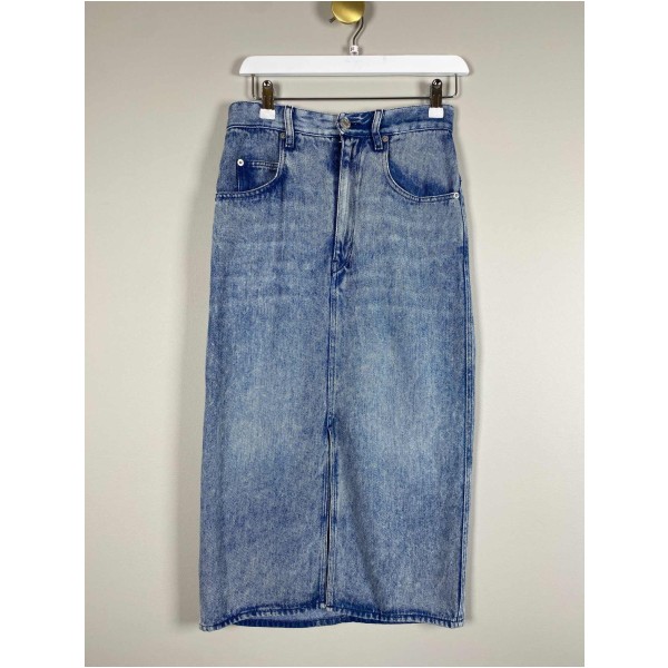 Isabel Marant str. 34 <br/> denim nederdel med slids foran