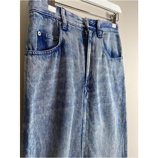 Isabel Marant str. 34 <br/> denim nederdel med slids foran - Image 5