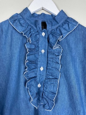 Louise Rømern Freddie str. S<br/> denim chambray skjorte