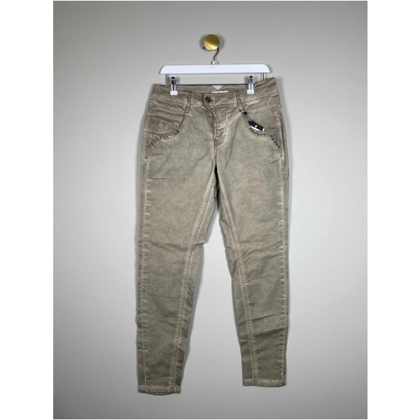 Pulz Jeans str. 38 <br/> sand bukser med nittedetaljer