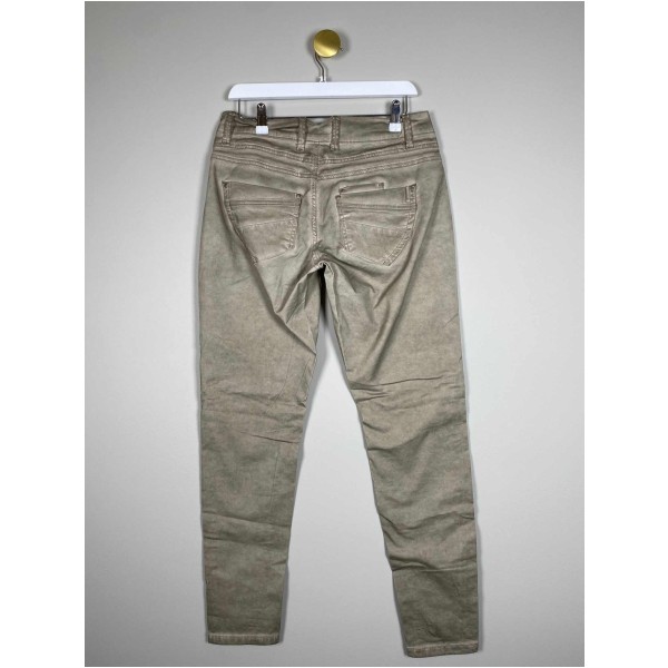 Pulz Jeans str. 38 <br/> sand bukser med nittedetaljer - Image 2