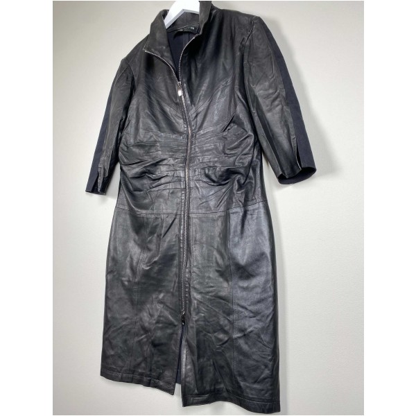 Broch Leather str. 40 <br/>sort kjole, læder foran og stof bagpå - Image 4