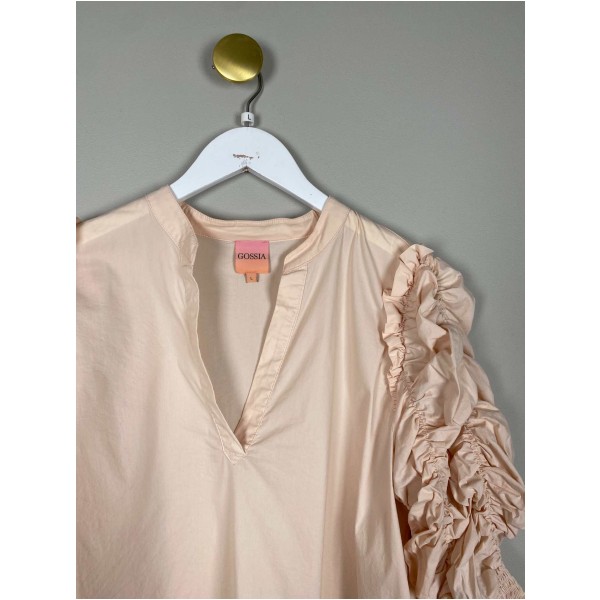 Gossia str. L <br/> laksefarvet bluse med smock i ærmer - Image 2