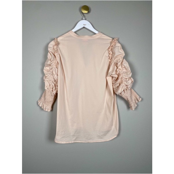 Gossia str. L <br/> laksefarvet bluse med smock i ærmer - Image 3