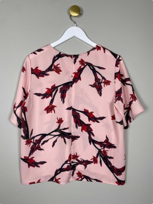 Samsøe Samsøe str. XL <br/> lyserød t-shirt med blomster