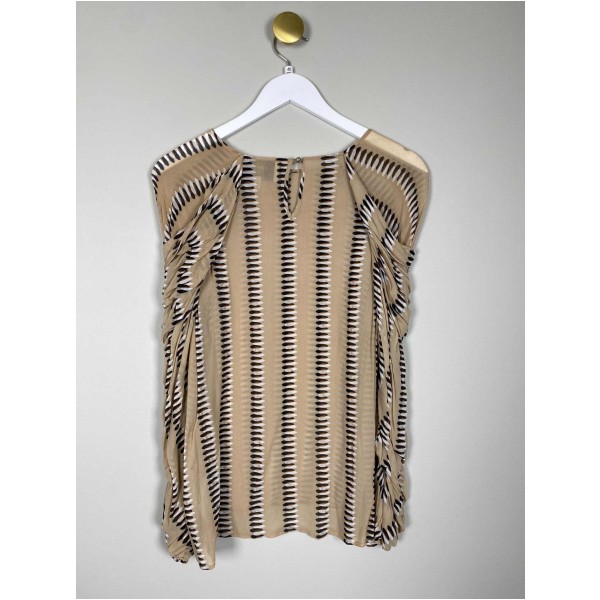 Munthe str. 40 <br/> brun transparent bluse med mønster - Image 3