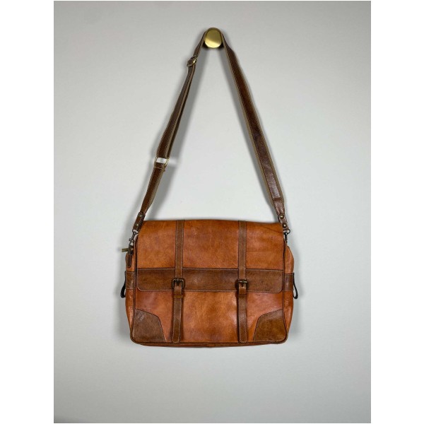 Messenger Bag <br/> Læder, cognac.