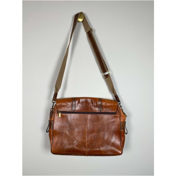 Messenger Bag <br/> Læder, cognac. - Image 4