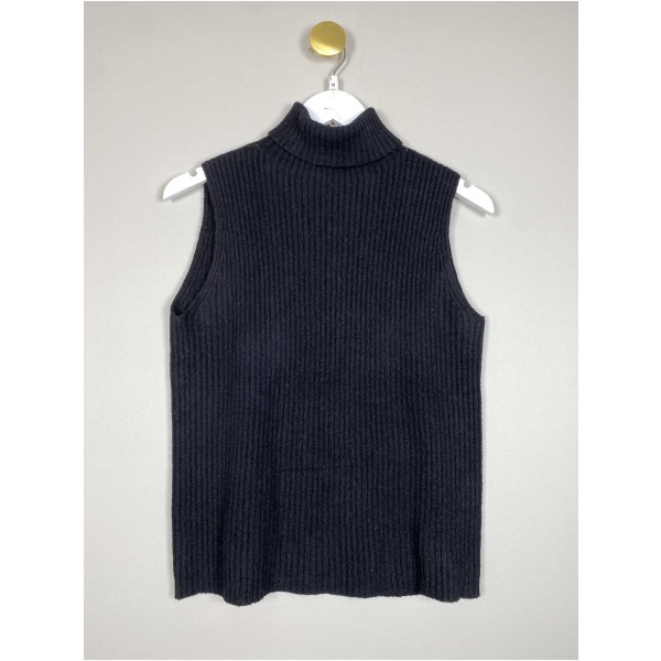 Alexandre Laurent Str. S/M <br/> Rib vest, sort.