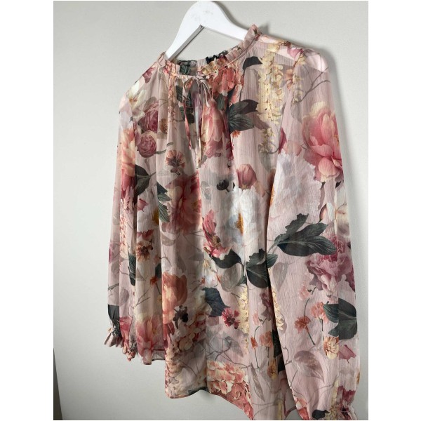 H&M STr. M <br/> Bluse med blomster, rosa. - Image 2