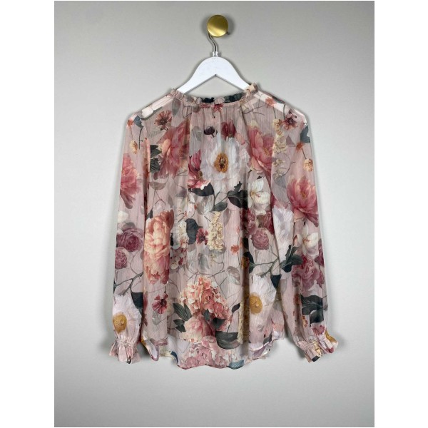 H&M STr. M <br/> Bluse med blomster, rosa. - Image 3