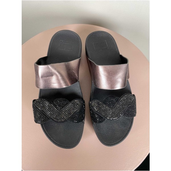 Fitflop Str. 39 <br/> Sandaler, sort med glitter. - Image 2