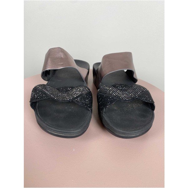 Fitflop Str. 39 <br/> Sandaler, sort med glitter. - Image 6