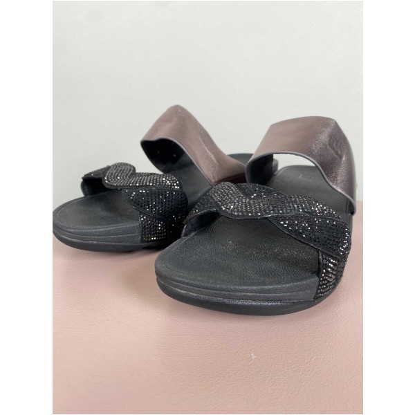 Fitflop Str. 39 <br/> Sandaler, sort med glitter. - Image 4