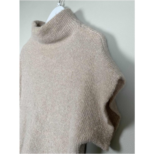 Gustav str. 34 <br/> beige strikbluse med glimmer - Image 4
