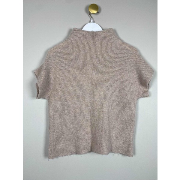 Gustav str. 34 <br/> beige strikbluse med glimmer - Image 3