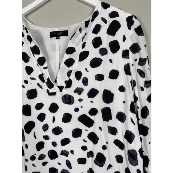 Selected Femme str. 42 <br/> hvid kjole med sort mønster - Image 2
