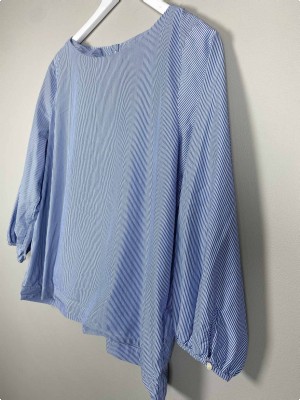 Gant Str. 40 <br/> Bluse, blå/hvid stribet.