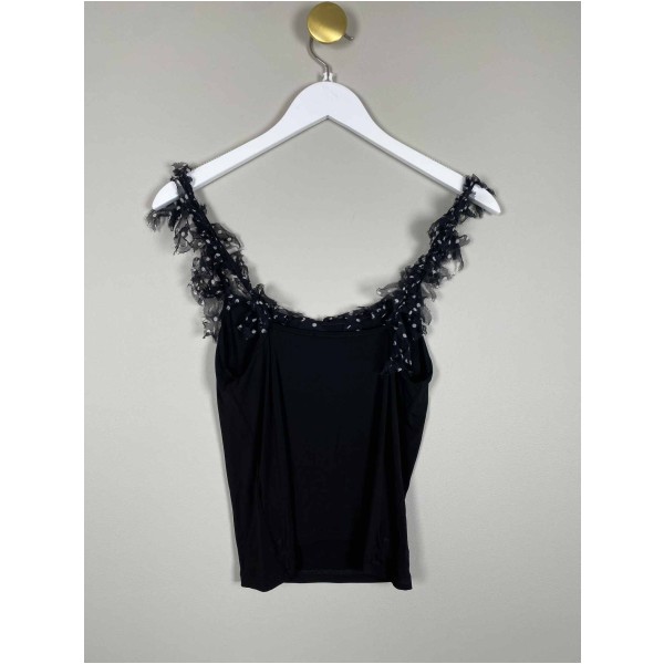 Sort top <br/> med silkedetaljer - Image 3