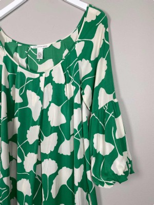 Diane Von Furstenberg Str. M <br/> Silke kjole, grøn/hvid.