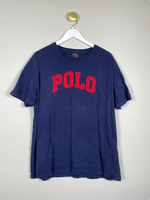 Ralph Lauren Str. XL <br/> T-shirt, mørkeblå.