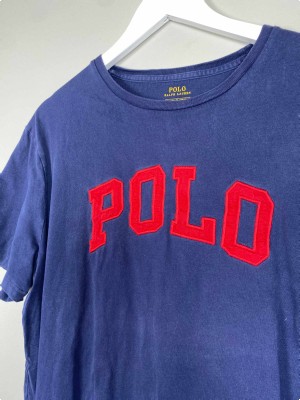 Ralph Lauren Str. XL <br/> T-shirt, mørkeblå.