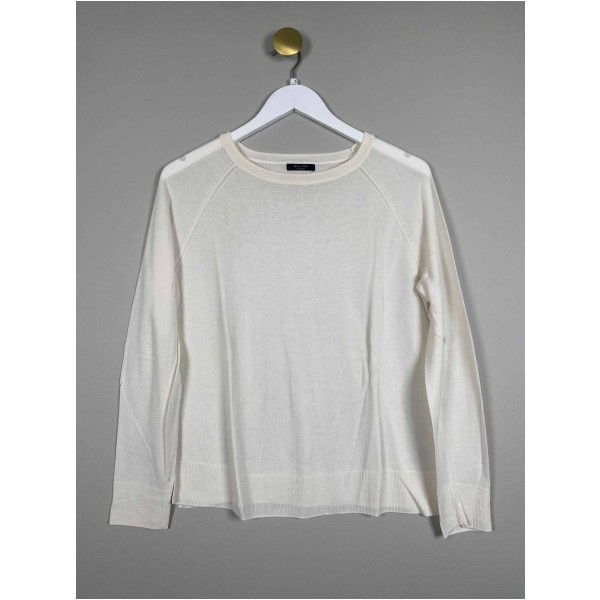 Massimo Dutti Str. S <br/> Strik bluse, råhvid.