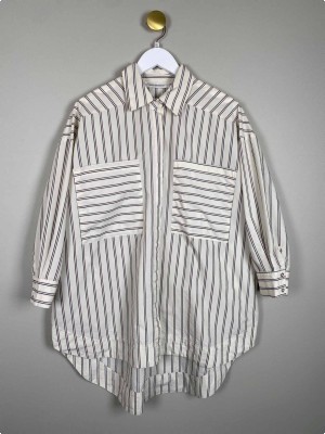 Co'Couture Str. XS <br/> Stribet lang skjorte.