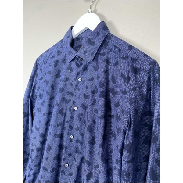Hugo Boss str. 40 <br/> blålilla skjorte med sort mønster, slim fit - Image 2