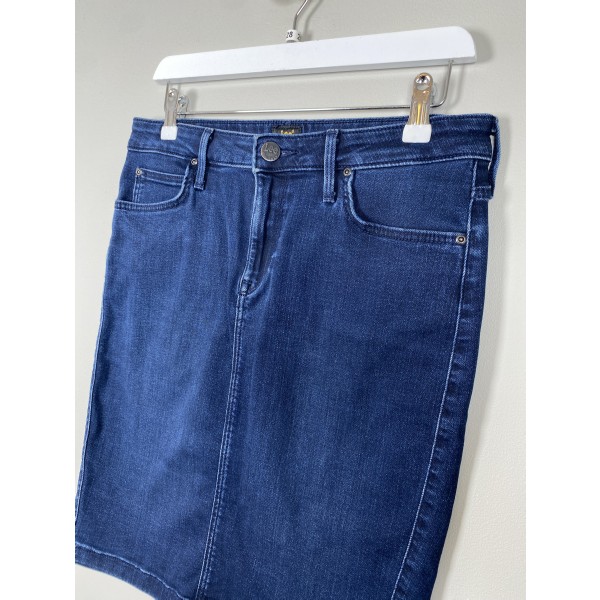 Lee Str. 28 <br/> Denim nederdel, mørkeblå. - Image 2