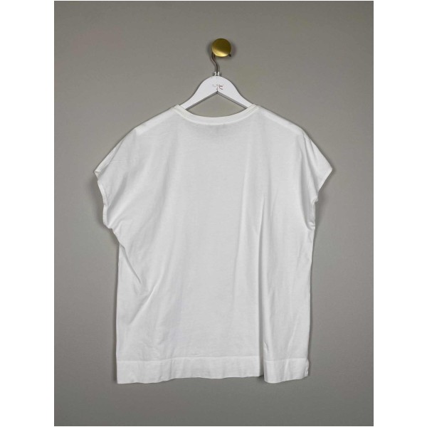 Massimo Dutti Str. M <br/> T-shirt, hvid med glimmer skrift. - Image 3