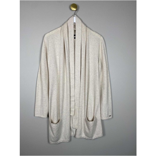 Tommy Hilfiger Str. M <br/> Cardigan med bindebånd, creme.