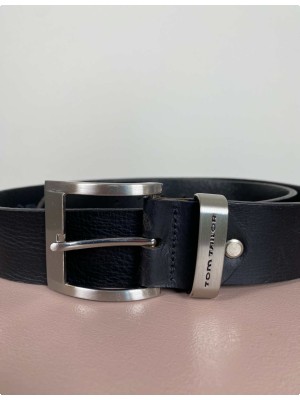 Tom Tailor <br/> sort læderbælte <br/> 100cm
