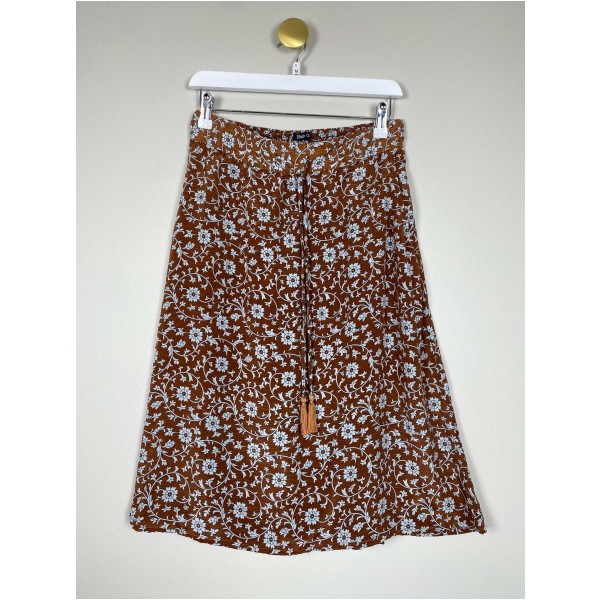 Black Colour str. S/M <br/> brun nederdel med blomster