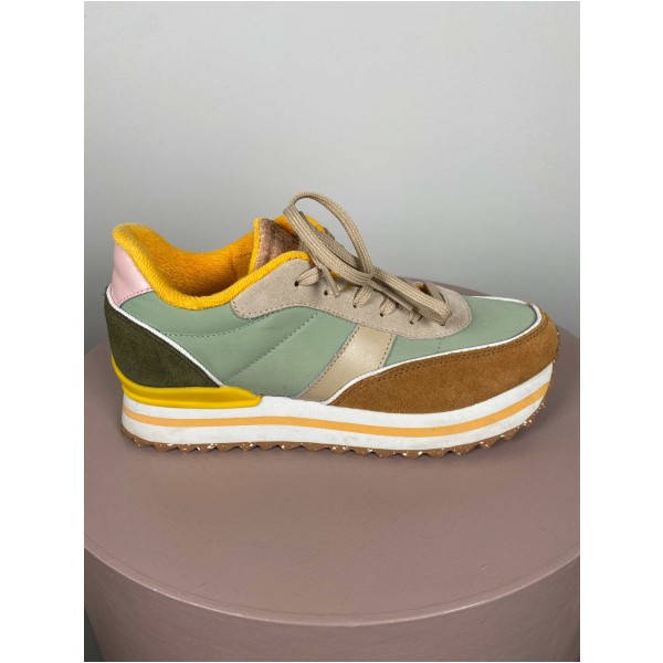 Woden str. 40 <br/> sneakers, orange og grøn