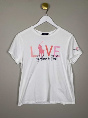 Ralph Lauren str. M <br/> hvid t-shirt med print