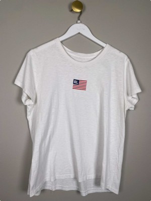 Ralph Lauren str. L <br/> hvid t-shirt med print