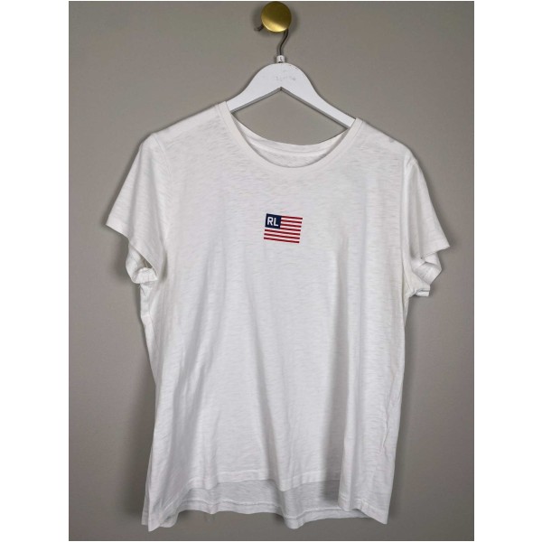 Ralph Lauren str. L <br/> hvid t-shirt med print