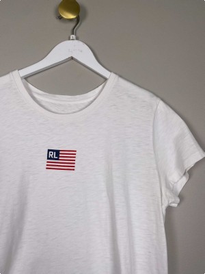 Ralph Lauren str. L <br/> hvid t-shirt med print