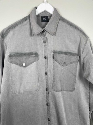 Nü Str. L <br/> Denim skjortekjole, stone.