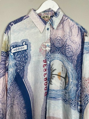 Acne str. L <br/> blå-lilla skjorte